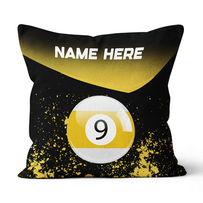 Personalized Yellow 9 Ball Billiard Pillow Custom Gifts For Pool Players VHM0926