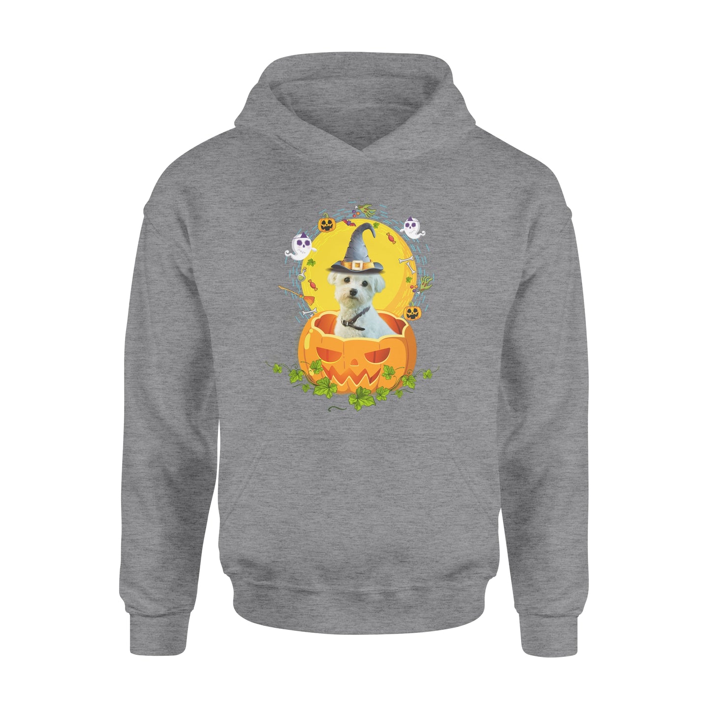 Custom photo dog halloween pumpkin personalized hoodie