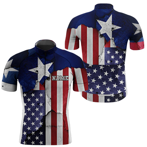 Men women Texas cycling jersey USA Bike shirt with 3 pockets UPF50+ full zip MTB BMX bicycle gear| SLC172