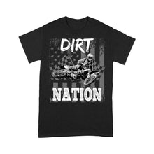 Load image into Gallery viewer, Dirt Bike Men T-shirt - Dirt Nation American Flag Biker Tee - Cool Extreme Motocross Shirt| NMS235 A01