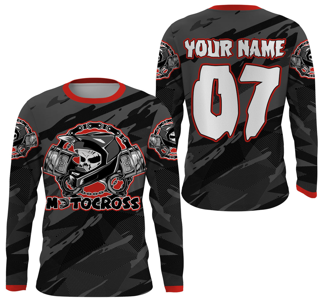 Motocross jersey black custom UPF30+ xtreme skull MX racing biker shirt motorcycle shirt PDT18