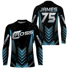 Load image into Gallery viewer, Blue kid adult youth Motocross jersey personalized UV protective MX biker cross motorcycle shirt PDT36