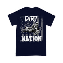 Load image into Gallery viewer, Dirt Bike Men T-shirt - Dirt Nation American Flag Biker Tee - Cool Extreme Motocross Shirt| NMS235 A01