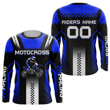 Load image into Gallery viewer, Custom Motocross Jersey UPF30+ Blue Dirt Bike Shirt Men Women Kid Off-Road MX Racing Long Sleeve PDT470