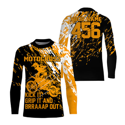 Personalized Dirt Bike Jersey Adult&Kid UPF30+ Orange Motocross MX Racing Off-Road Motorcycle NMS1241