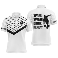 Load image into Gallery viewer, Funny Men Polo Bowling Shirt, Personalized American Flag Bowling Short Sleeve Bowlers Jersey NBP52