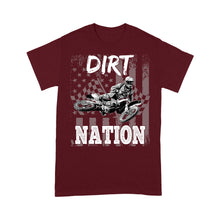 Load image into Gallery viewer, Dirt Bike Men T-shirt - Dirt Nation American Flag Biker Tee - Cool Extreme Motocross Shirt| NMS235 A01