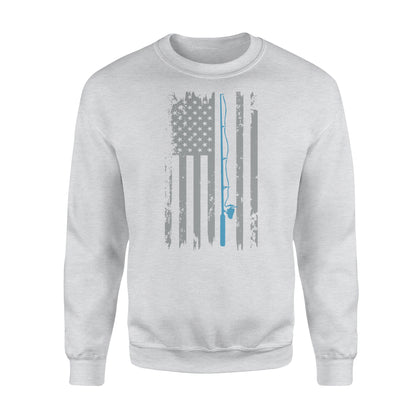 American flag fishing shirt vintage fishing - Standard Crew Neck Sweatshirt
