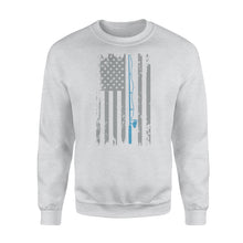 Load image into Gallery viewer, American flag fishing shirt vintage fishing - Standard Crew Neck Sweatshirt