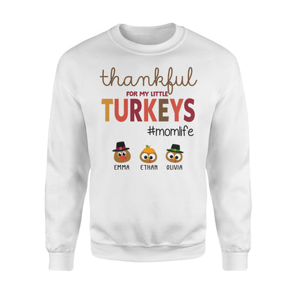 Custom name thankful for my little Turkeys personalized thanksgiving gift for mom - Standard Crew Neck Sweatshirt