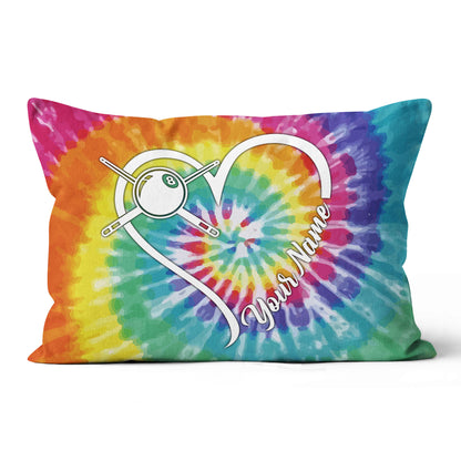 Personalized Billiards Heart Colorful Tie Dye Full Printing Throw Pillow TDM0760