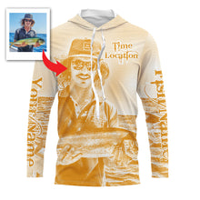 Load image into Gallery viewer, Fishing Shirt Custom Name, Image, Time, Location 3D UV protection Shirts UPF 30+ Fishing gift| Orange - TMTS050