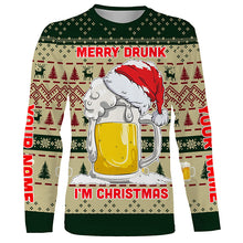 Load image into Gallery viewer, Funny Festive Drinking Gift Merry Drunk I&#39;m Christmas Ugly Sweater Customize Name 3D Shirt TTN101