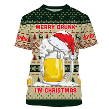 Load image into Gallery viewer, Funny Festive Drinking Gift Merry Drunk I&#39;m Christmas Ugly Sweater Customize Name 3D Shirt TTN101