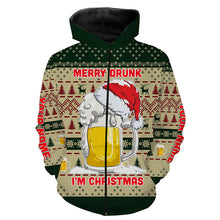 Load image into Gallery viewer, Funny Festive Drinking Gift Merry Drunk I&#39;m Christmas Ugly Sweater Customize Name 3D Shirt TTN101