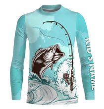 Load image into Gallery viewer, Bass Fishing Custom Long sleeve performance Fishing Shirts, Bass Fishing jerseys | sky blue - TTN32