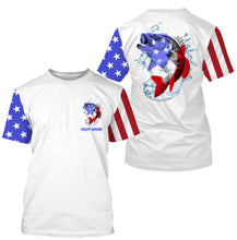 Load image into Gallery viewer, Custom Name Bass Fishing US Flag Performance Fishing Shirt, Bass Fishing Jerseys TATS211