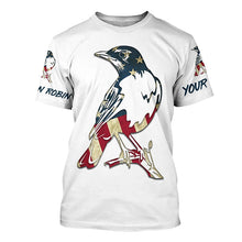 Load image into Gallery viewer, American Robin bird with flag shirt personalized gift for birdwatcher A9