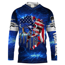 Load image into Gallery viewer, Sailfish fishing 3D American flag patriot UV protection quick dry Customize name long sleeves UPF 30+ personalized gift tshirt saltwater fishing apparel