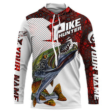 Load image into Gallery viewer, Pike Hunter Custom Nothern Pike Fishing Jerseys, Pike Long Sleeve Fishing Shirts | Red Camo IPHW3835