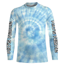 Load image into Gallery viewer, Custom blue spiral tie dye Long sleeve performance Fishing Shirts, Fishing gifts for Fisherman IPHW3584