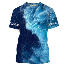 Load image into Gallery viewer, Beautiful Custom Saltwater Long sleeve Fishing Shirts UV Protection, Sea wave camo Fishing Shirts - IPHW1331