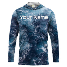 Load image into Gallery viewer, Sea camo Fishing Custom UV Long Sleeve Fishing Shirts, Saltwater Fishing Shirts - IPHW877