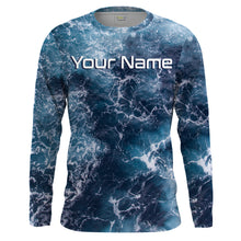 Load image into Gallery viewer, Sea camo Fishing Custom UV Long Sleeve Fishing Shirts, Saltwater Fishing Shirts - IPHW877