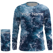 Load image into Gallery viewer, Sea camo Fishing Custom UV Long Sleeve Fishing Shirts, Saltwater Fishing Shirts - IPHW877