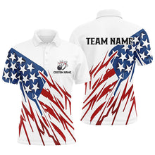 Load image into Gallery viewer, Custom American Flag Unisex Bowling Team Shirts, Patriotic Bowling Polo / Quarter-Zip Shirts IPHW6027