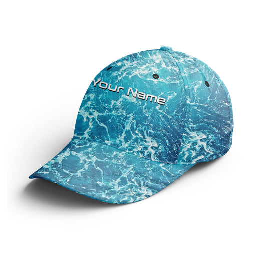 Saltwater Sea wave camo Custom Adjustable Fishing Baseball Trucker Angler hat cap Fishing gifts IPHW3266
