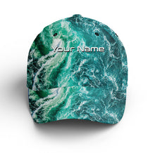 Load image into Gallery viewer, Saltwater Sea wave camo Custom Adjustable Fishing Baseball Trucker Angler hat cap Fishing gifts IPHW3270