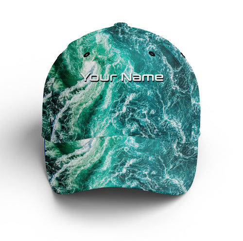 Saltwater Sea wave camo Custom Adjustable Fishing Baseball Trucker Angler hat cap Fishing gifts IPHW3270