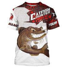 Load image into Gallery viewer, Angry Catfish Custom Long Sleeve Fishing Shirts, Catfish Hunter Fishing Jerseys | Red Camo IPHW4173