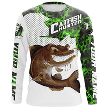 Load image into Gallery viewer, Angry Catfish Custom Long Sleeve Fishing Shirts, Catfish Hunter Fishing Jerseys | Blue Camo IPHW4174