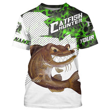 Load image into Gallery viewer, Angry Catfish Custom Long Sleeve Fishing Shirts, Catfish Hunter Fishing Jerseys | Blue Camo IPHW4174