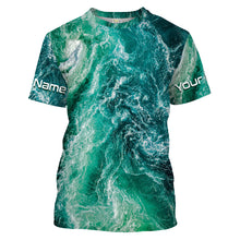 Load image into Gallery viewer, Custom Saltwater Long sleeve Fishing Shirts UV Protection, Sea wave camo Fishing Shirts - IPHW1475
