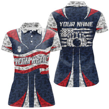 Load image into Gallery viewer, Personalized American Flag Bowling Team Shirts For Women Patriotic Bowling League Outfits IPHW5487