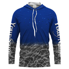 Load image into Gallery viewer, Custom Blue Fishing camo Long Sleeve performance Fishing Shirts, UV Protection Fishing apparel - IPHW1515