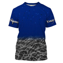 Load image into Gallery viewer, Custom Blue Fishing camo Long Sleeve performance Fishing Shirts, UV Protection Fishing apparel - IPHW1515