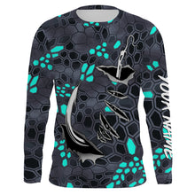 Load image into Gallery viewer, Fishing camo Fish hook Custom Long sleeve performance Fishing Shirts, blue camo Fishing jerseys IPHW2933