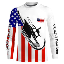 Load image into Gallery viewer, Custom Deep Sea Fishing Shirts With Boat Name, American Flag Saltwater Fishing Shirts IPHW4761
