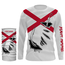 Load image into Gallery viewer, AL Fishing 3D Fish Hook Alabama Flag UV protection Custom long sleeves Fishing shirts IPH1914