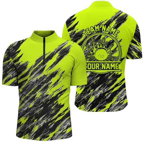 Personalized Bowling Shirts For Men, Bowling Balls And Pins Bowling Team Shirts | Green IPHW4507