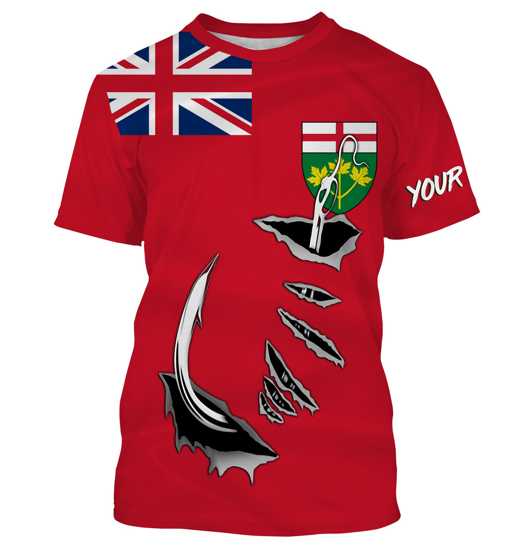 Canada Ontario Fish hook Custom Long sleeve Fishing Shirts, Ontario Fishing jerseys IPHW3337
