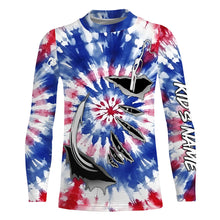 Load image into Gallery viewer, Custom Fish Hook American Flag Tie Dye Camo Long Sleeve Fishing Shirts, Patriotic Fishing Jerseys IPHW4697