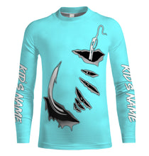 Load image into Gallery viewer, Fish hook Custom Sky blue Long Sleeve performance Fishing Shirts Fishing jerseys - IPHW1489