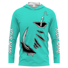 Load image into Gallery viewer, Fish hook Custom Turquoise blue Long Sleeve performance Fishing Shirts Fishing jerseys - IPHW1490