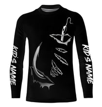 Load image into Gallery viewer, 3D Fish hook Customize UV Protection Long sleeve performance black Fishing Shirts - IPHW522