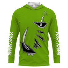 Load image into Gallery viewer, Fish hook Custom Green Long Sleeve performance Fishing Shirts Fishing jerseys - IPHW1366